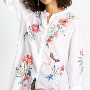 Floral Embroidered White Blouse